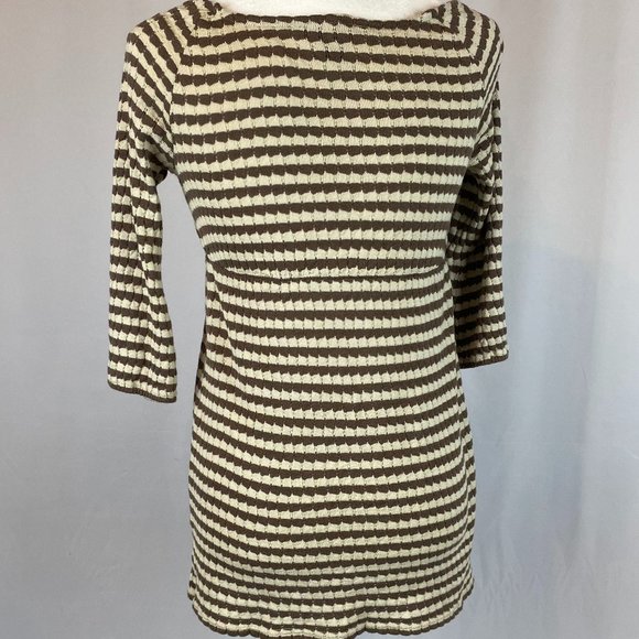 Express Striped Top with Sweetheart Neckline in Brown and Cream, Size S. - Picture 3 of 5
